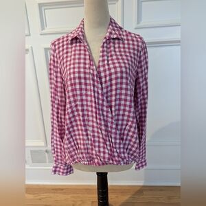 Beachlunchlounge Violet and White Button Down Shirt Relaxed Fit